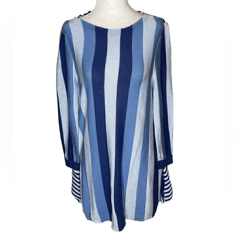 Chicos Striped Cotton blouse Blue & White size 00 extra small pullover